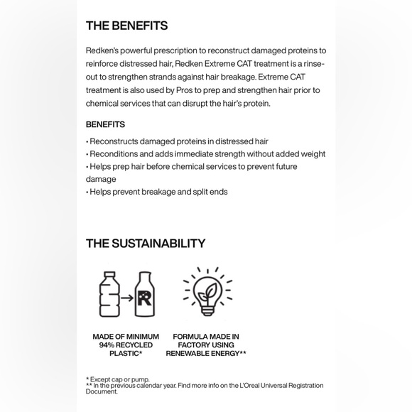 Redken Extreme Cat Anti-Damage Potein Reconstructing Rinse-Off Treatment 5 fl oz - Picture 3 of 6